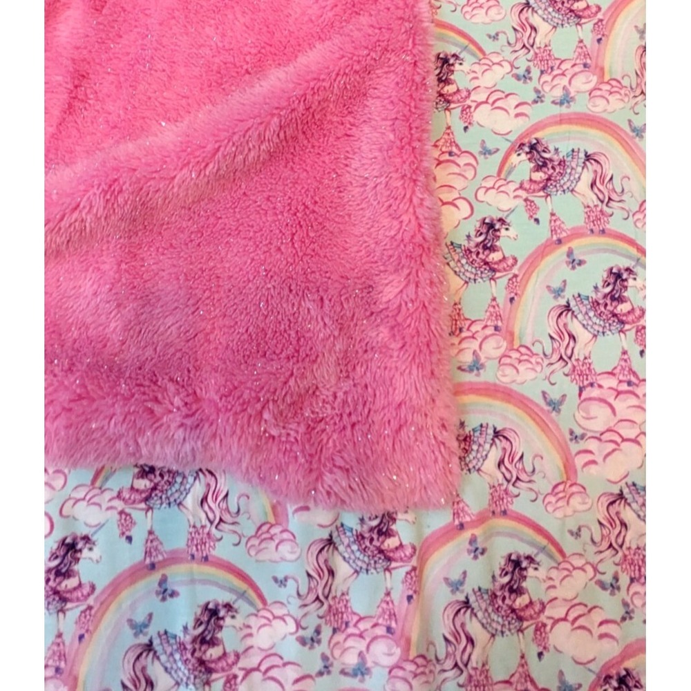 Posh Peanut Cosette Pink Blue Unicorn Luxe Plush Patoo Blanket Large 60x60
